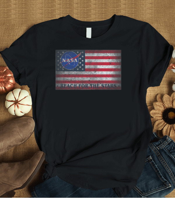 T-Shirt: Zubaz NASA Space Logo American Flag Reach for the Stars T-Shirt Zubaz NASA Space Logo American Flag Reach for the Stars T-Shirt