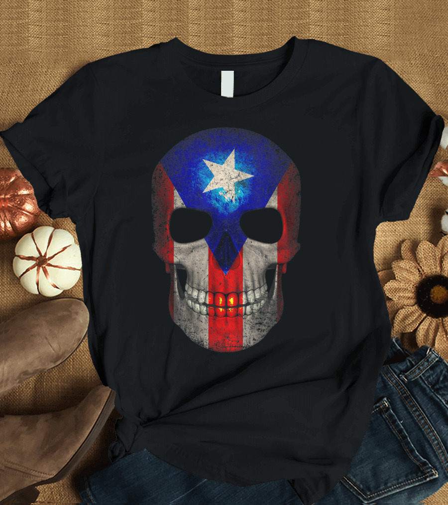 Puerto Rico Flag Skull T-Shirt