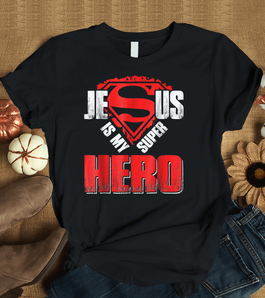 Jesus Is My Super Hero Superman Shield T-Shirt