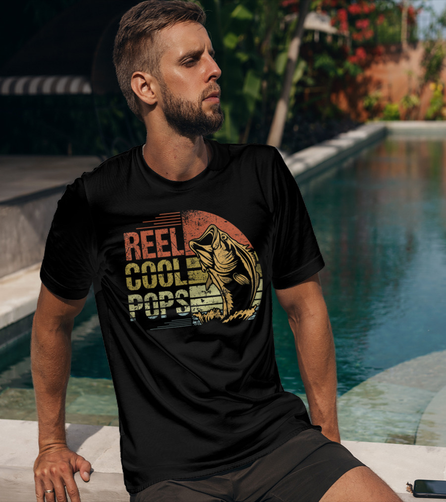 Reel Cool Pops Fishing Sunset With Jumping Fish T-Shirt