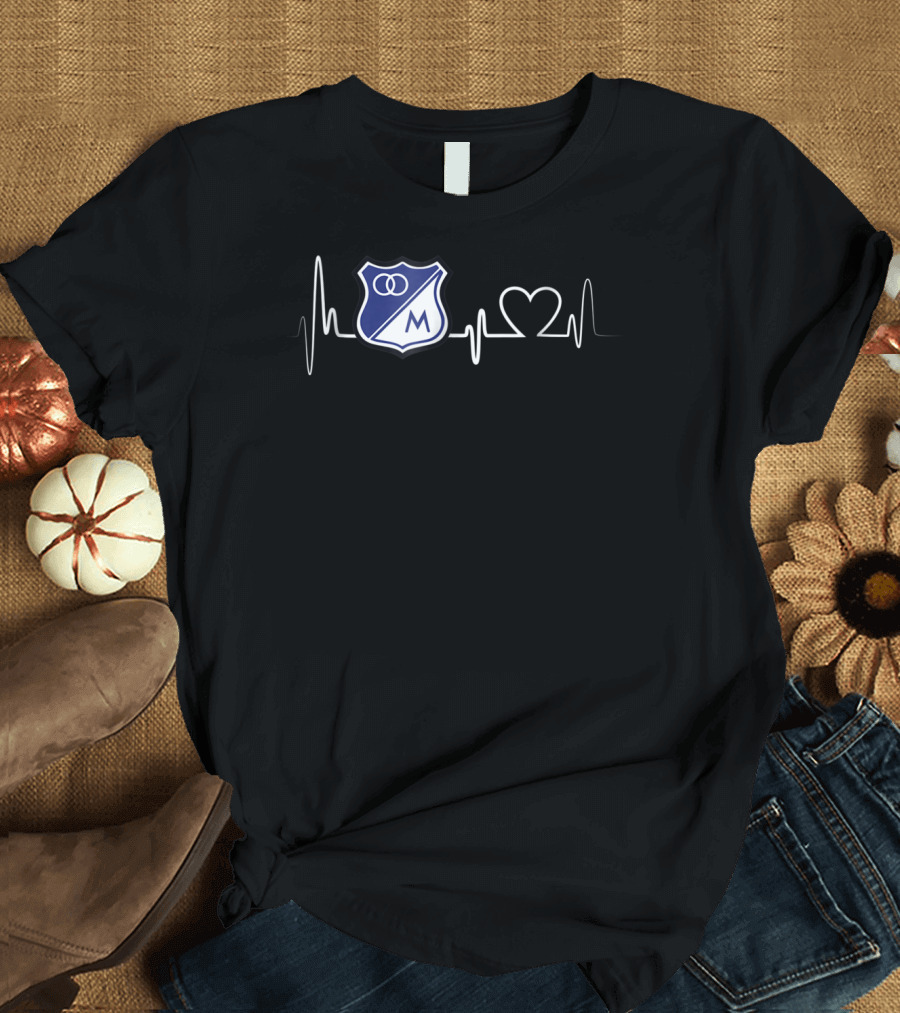 Millonarios Heartbeat Love Fan Crest T-Shirt