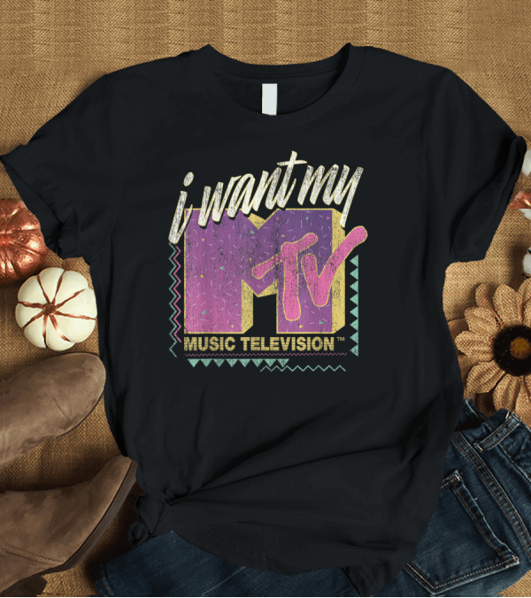 T-Shirt: I Want My MTV Music Television Vintage 90's Colorful T-Shirt I Want My MTV Music Television Vintage 90's Colorful T-Shirt