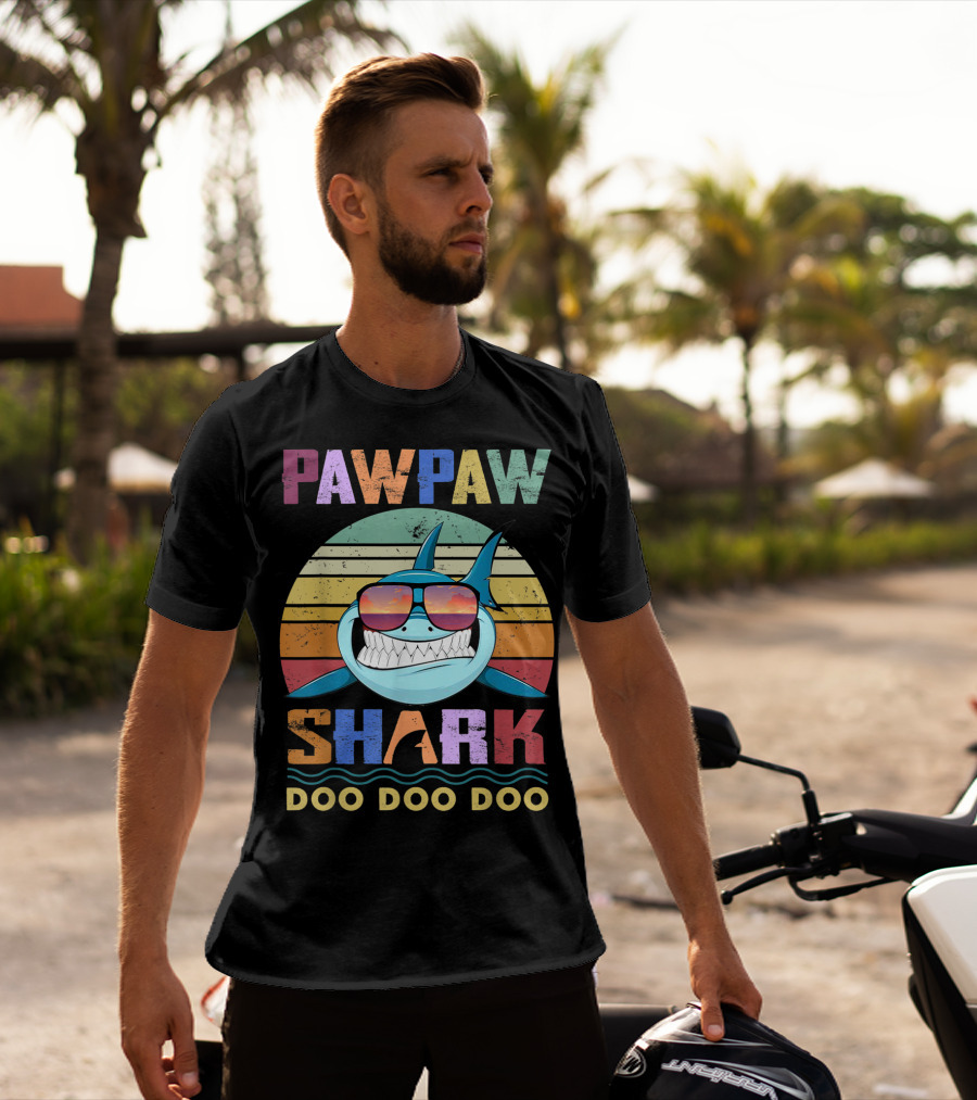 PAWPAW SHARK DOO DOO DOO Retro Sunglasses Sunset T-Shirt