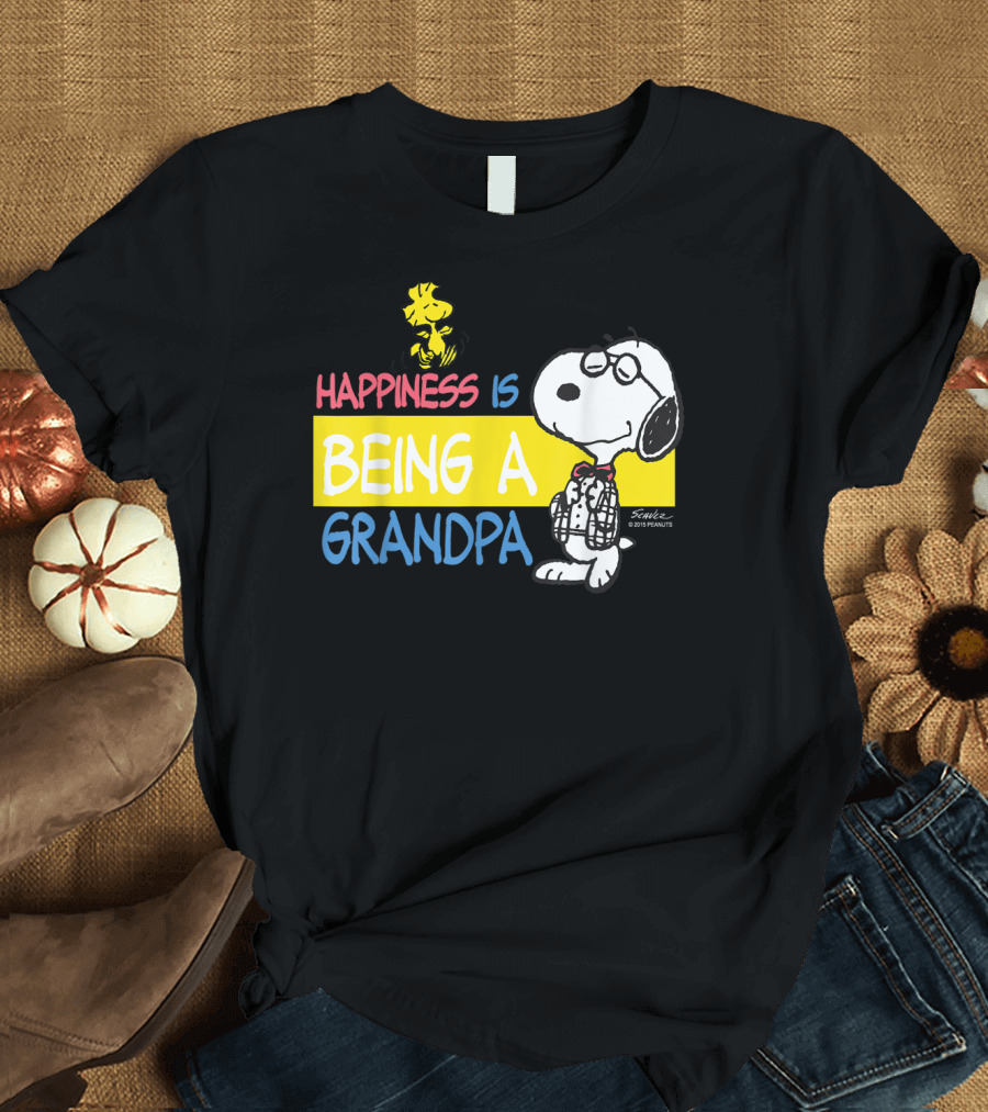 Peanuts Snoopy Happiness Is Being A Grandpa Woodstock T-Shirt