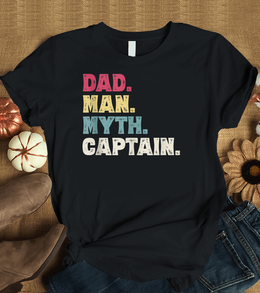 Dad Man Myth Captain Funny Father's Day Vintage T-Shirt