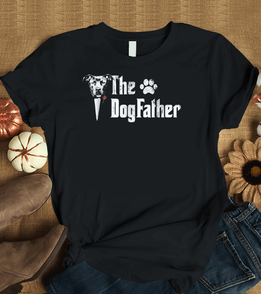 The DogFather Pitbull Dog Dad Father's Day Mens T-Shirt
