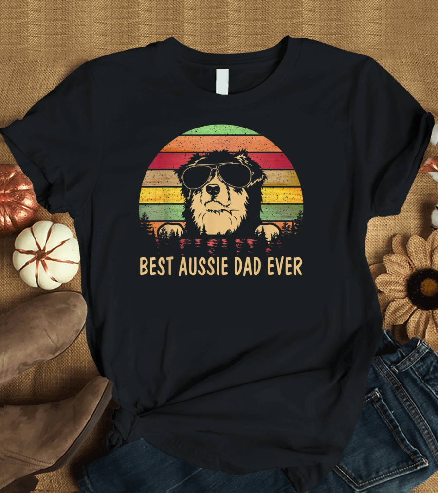 Best Aussie Dad Ever Vintage Men's Father's Day Dog T-Shirt