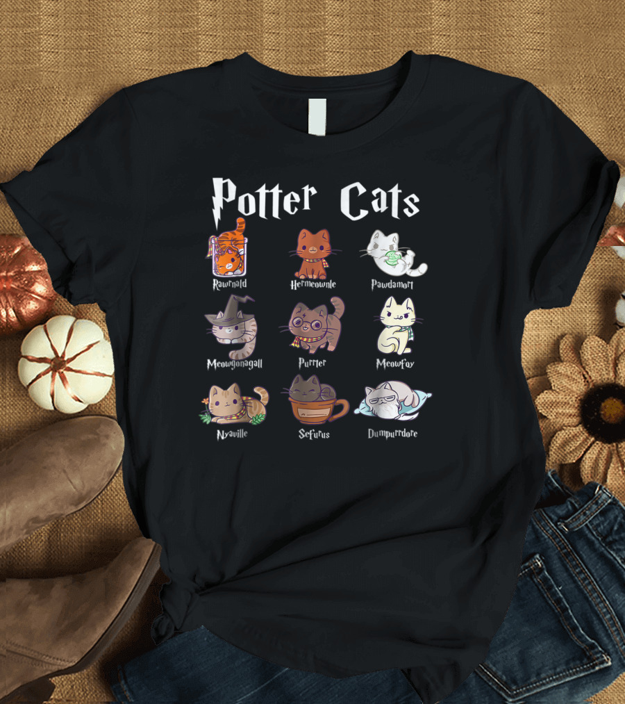 Potter Cats Pawter Kitten Purrfect Meowgonagall Hermiaownle Dumblepurr Pawdamort T-Shirt
