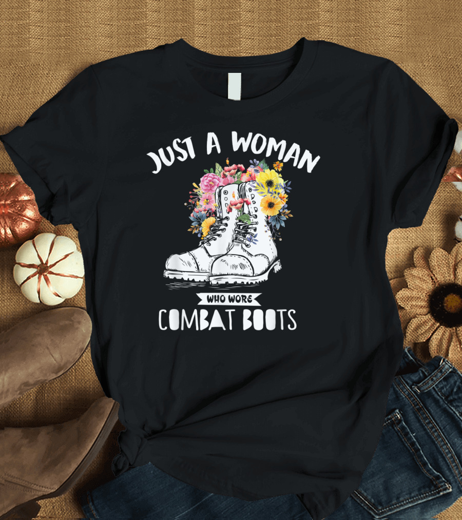 Just a Woman Who Wore Combat Boots Retro Vintage T-Shirt