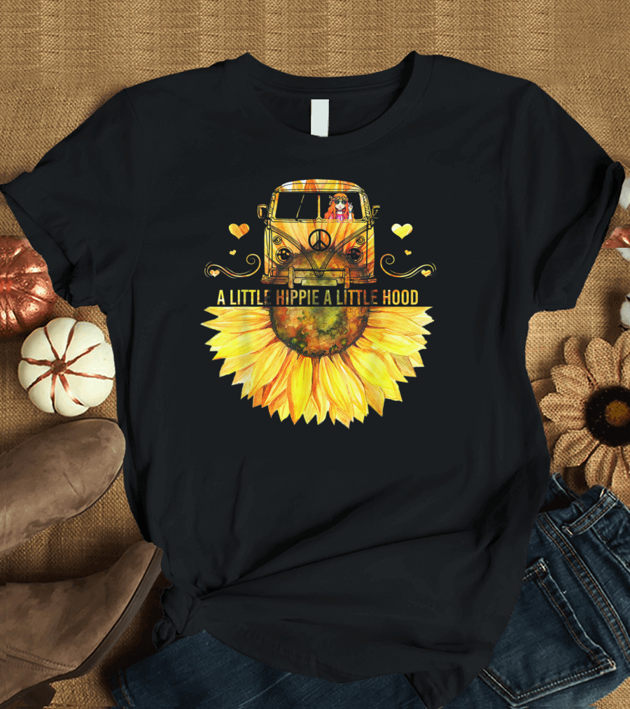 A Little Hippie A Little Hood Sunflower Bus Retro Vibes T-Shirt