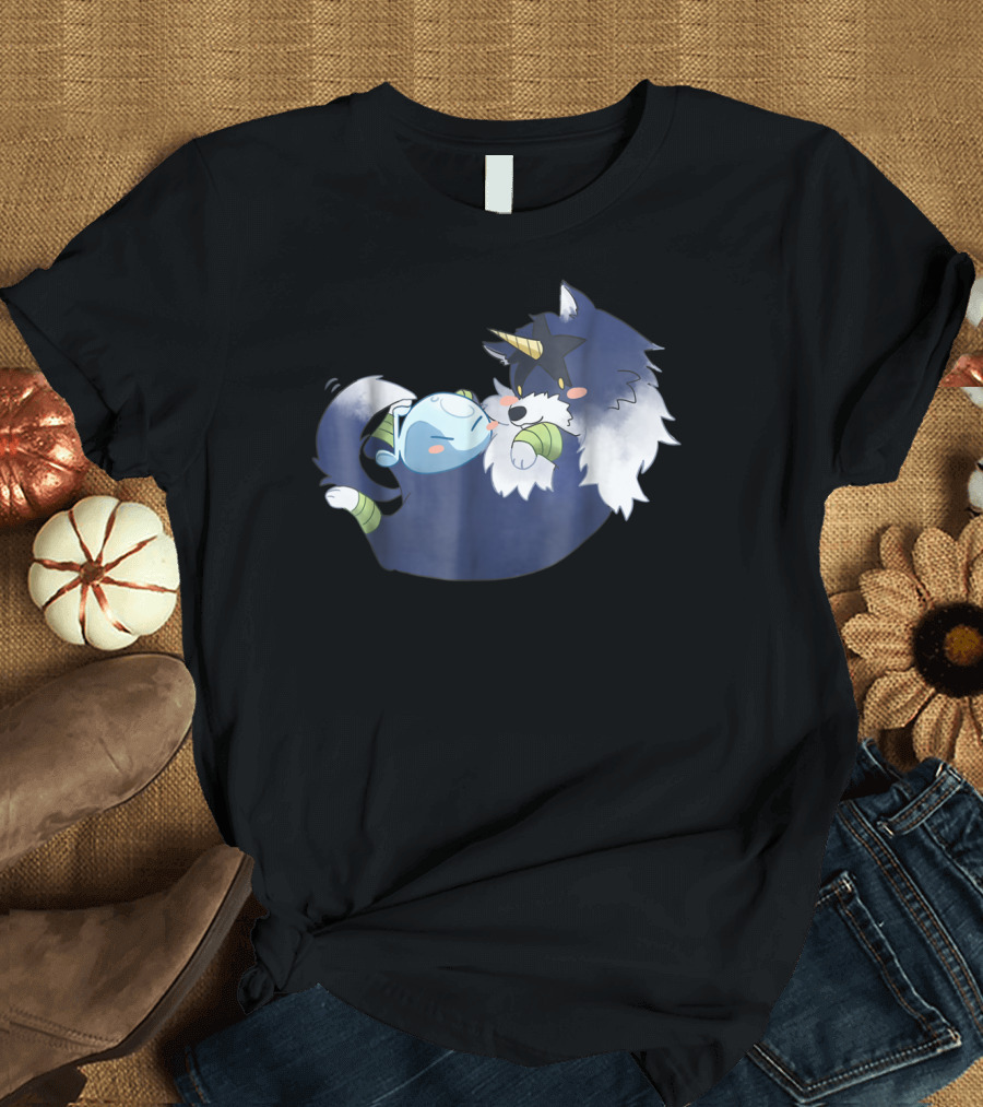 That Time I Got Reincarnated as a Slime Anime Rimu and Wolf Cuddle Scene T-Shirt