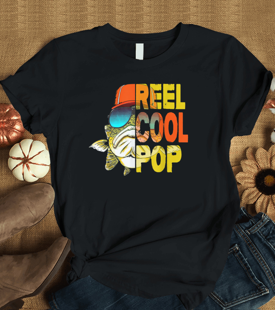 Reel Cool Pop Father's Day Fisherman Shirt with Sunglasses and Cap T-Shirt