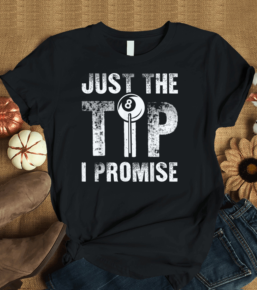Just the Tip I Promise Funny Billiards Cue Stick 8 Ball T-Shirt