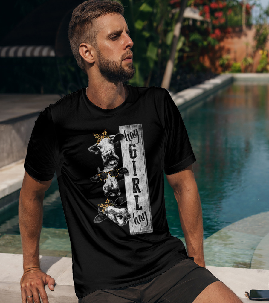 Leopard Bandana Cow Hay Girl Hay Heifer Trio T-Shirt