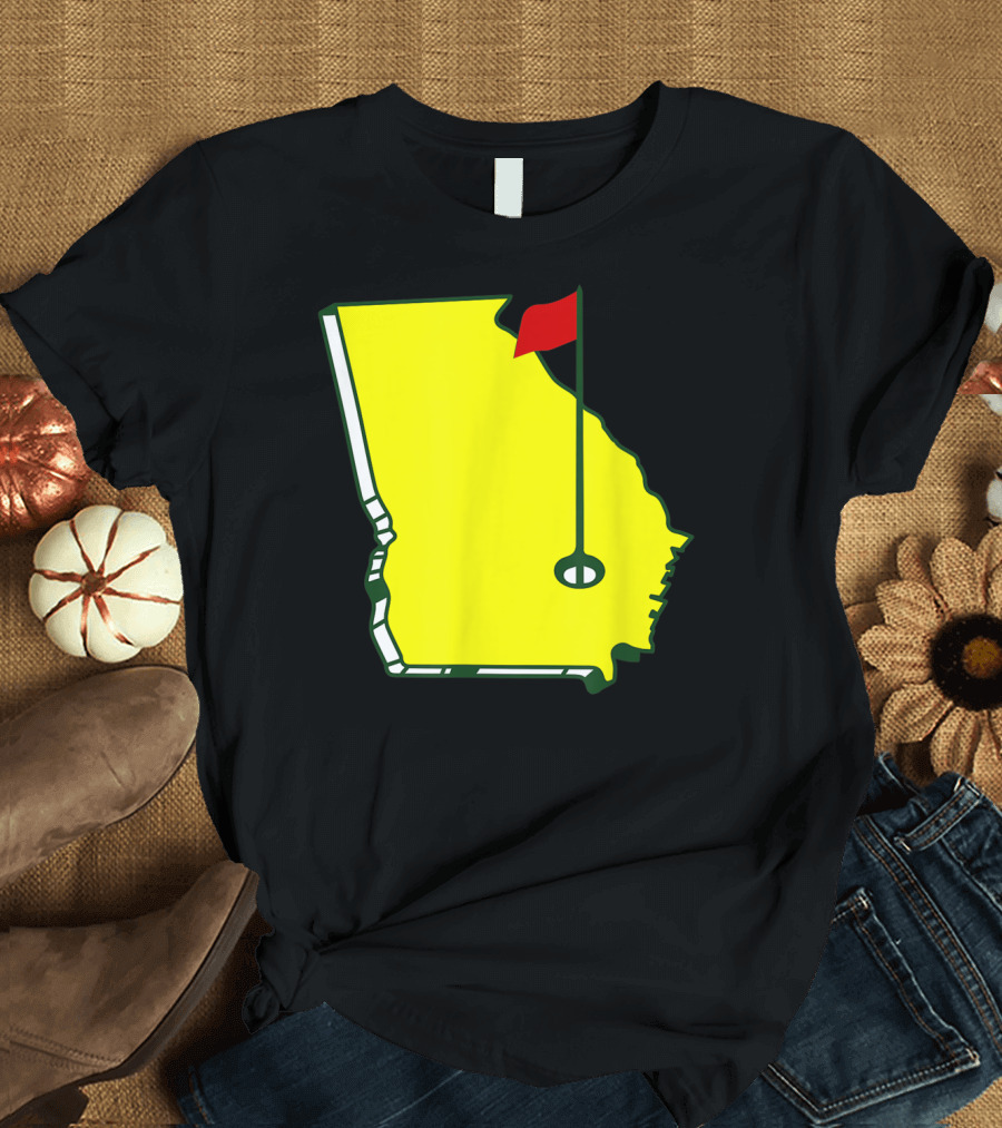 Master Golf Georgia State Map Red Flag T-Shirt