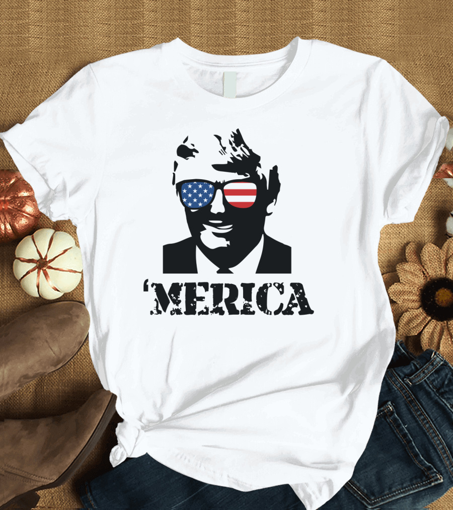 President Donald Trump USA Glasses 'Merica Funny Patriotic T-Shirt
