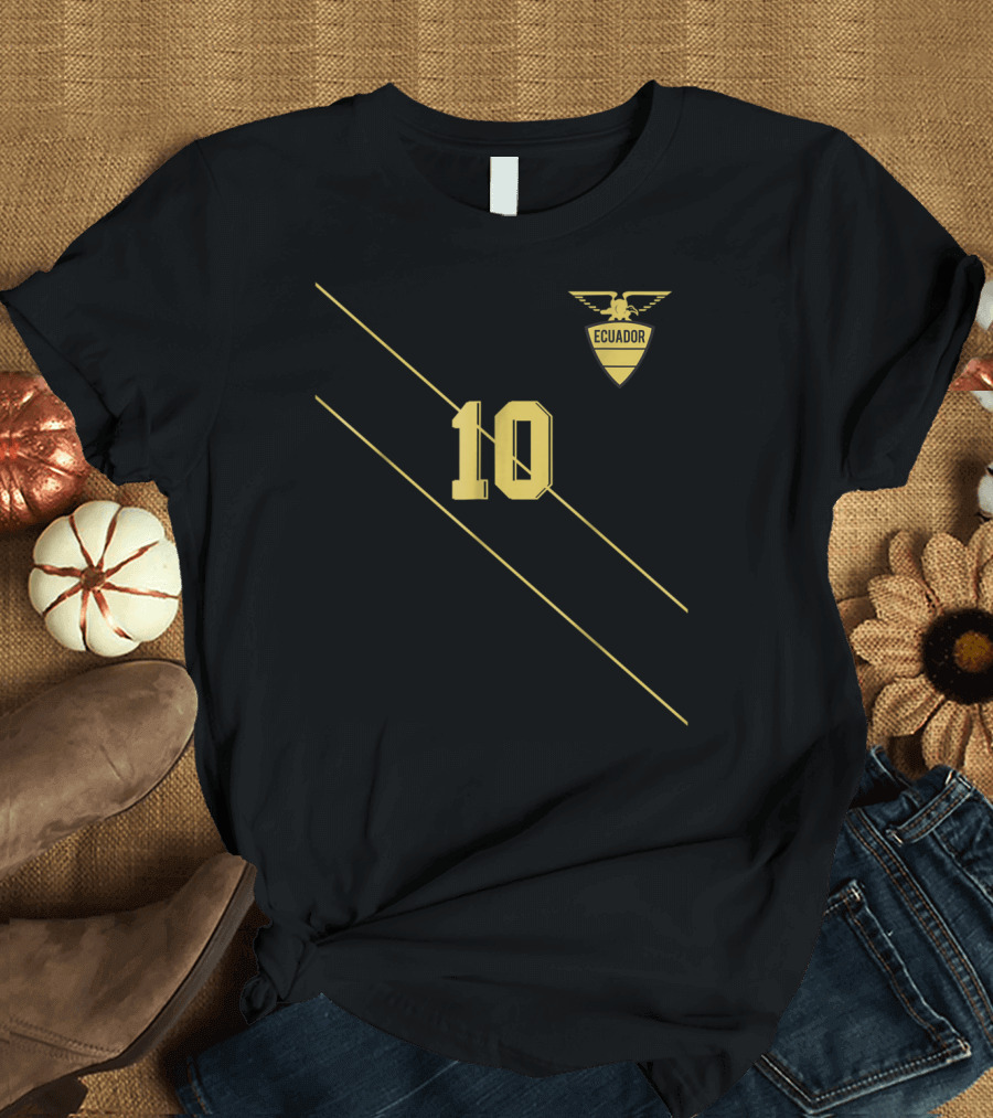 Retro Ecuador Soccer Jersey Futbol Camiset Number 10 Yellow Ecuador Crest T-Shirt