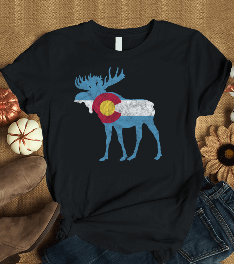 Colorado State Flag Bull Moose T-Shirt