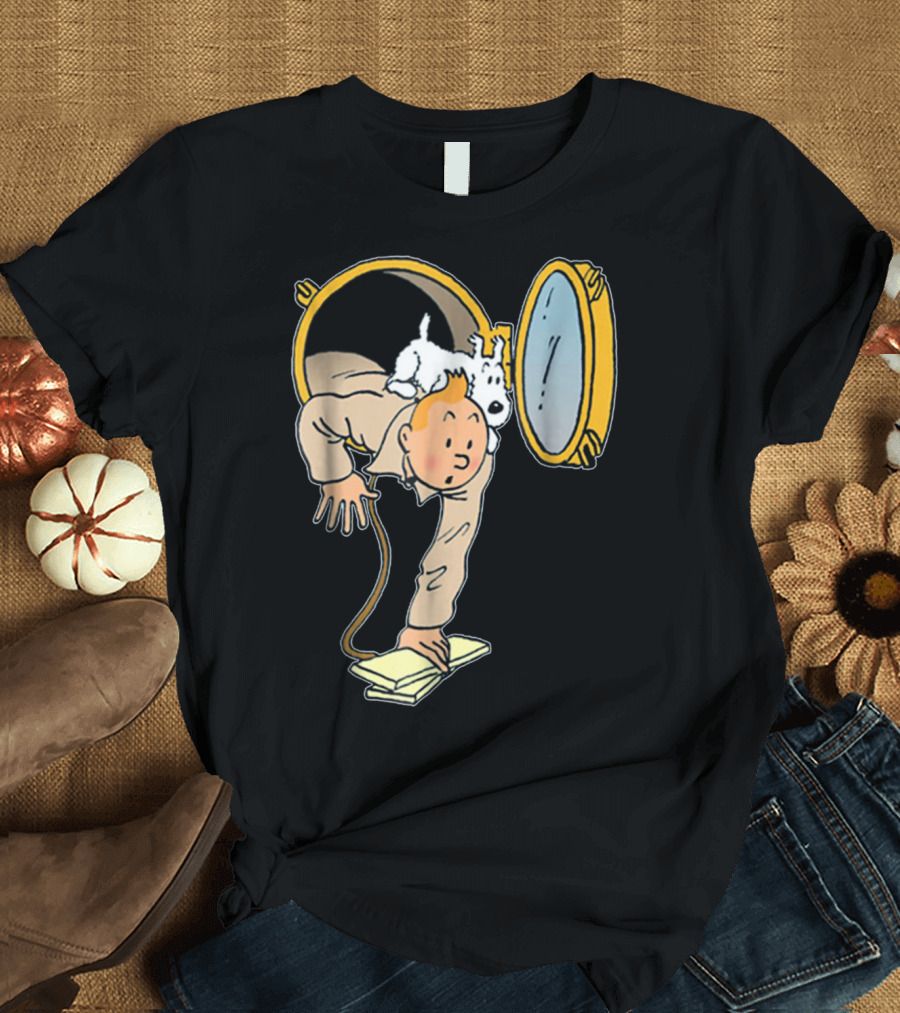 Tintin and Snowy Emerging from Submarine Porthole T-Shirt