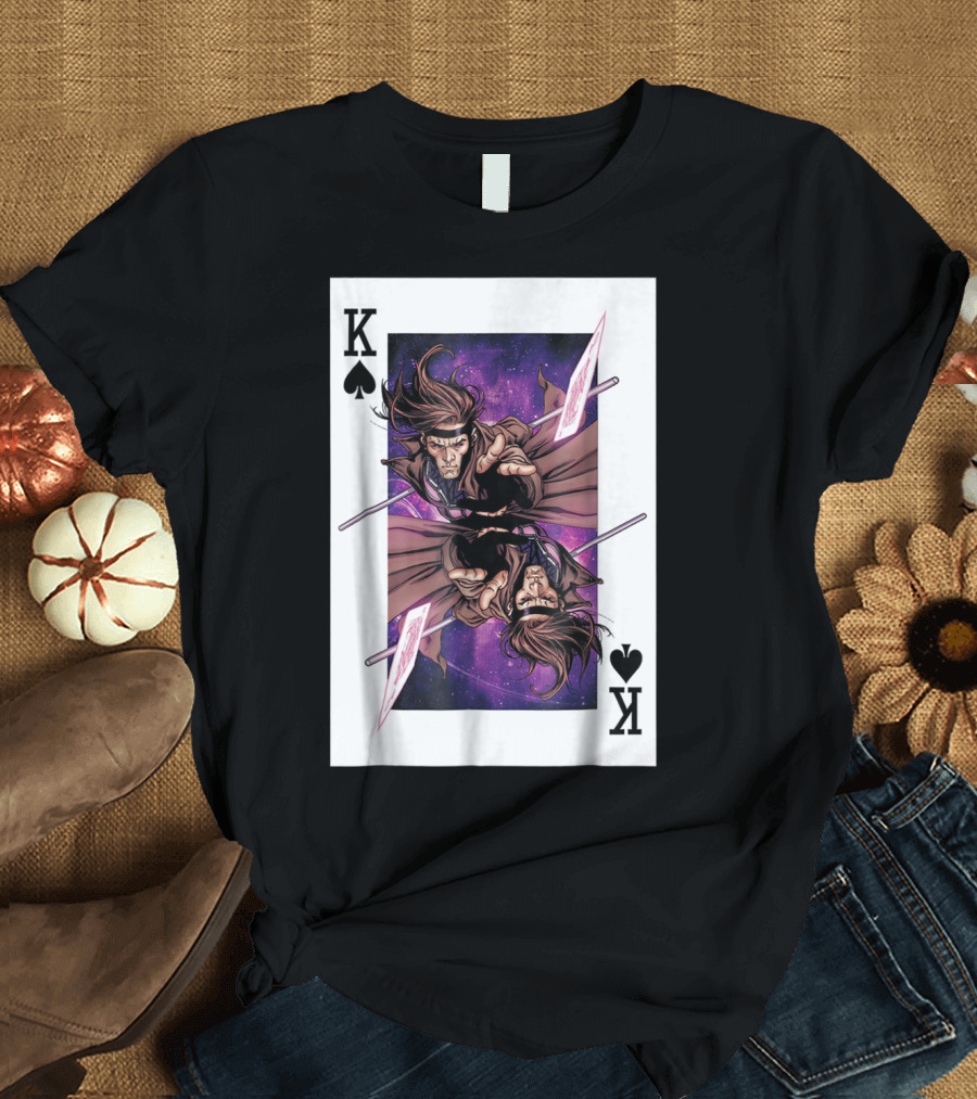 Marvel X Men Gambit King Of Spades Playing Card Character T-Shirt