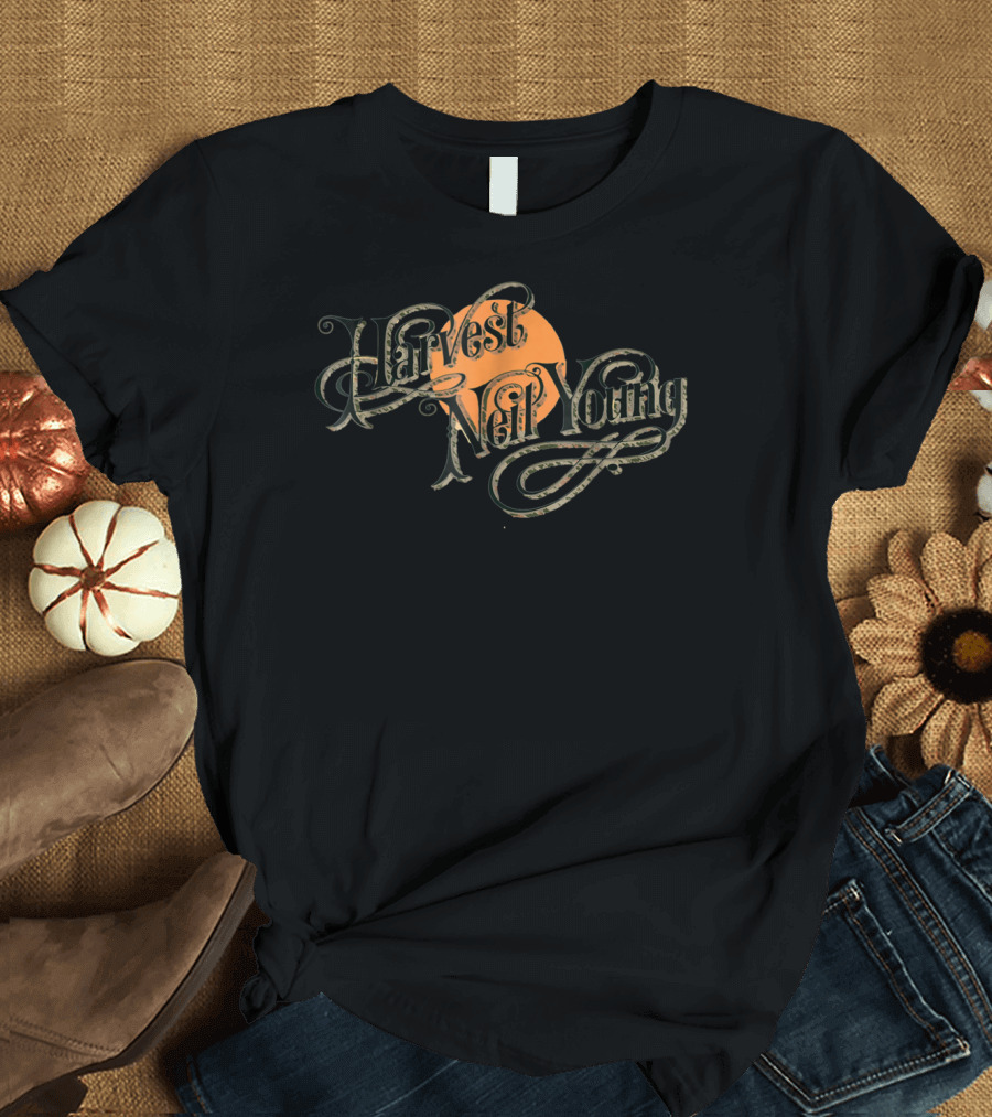 Neil Young Harvest Vintage Style Orange Moon T-Shirt