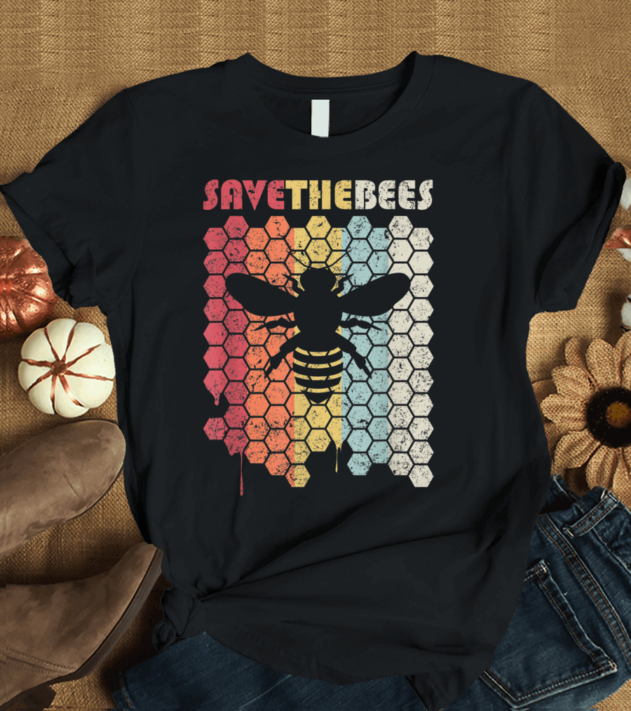 SAVETHEBEES Hexagonal Rainbow T-Shirt