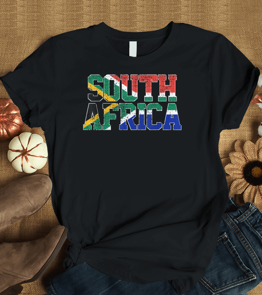 South Africa National Flag Proud AF Bold Patriotic Text T-Shirt