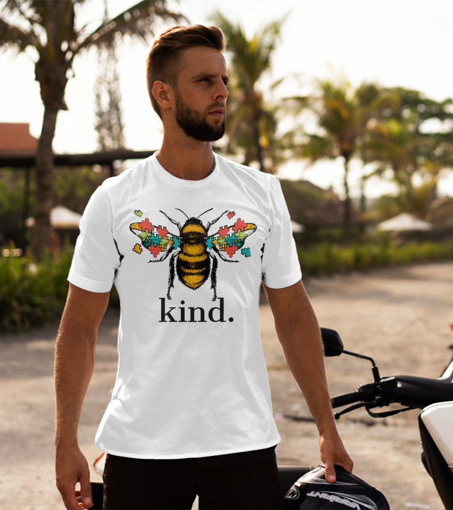 Autism Awareness Kind Bee With Puzzle Piece Wings T-Shirt