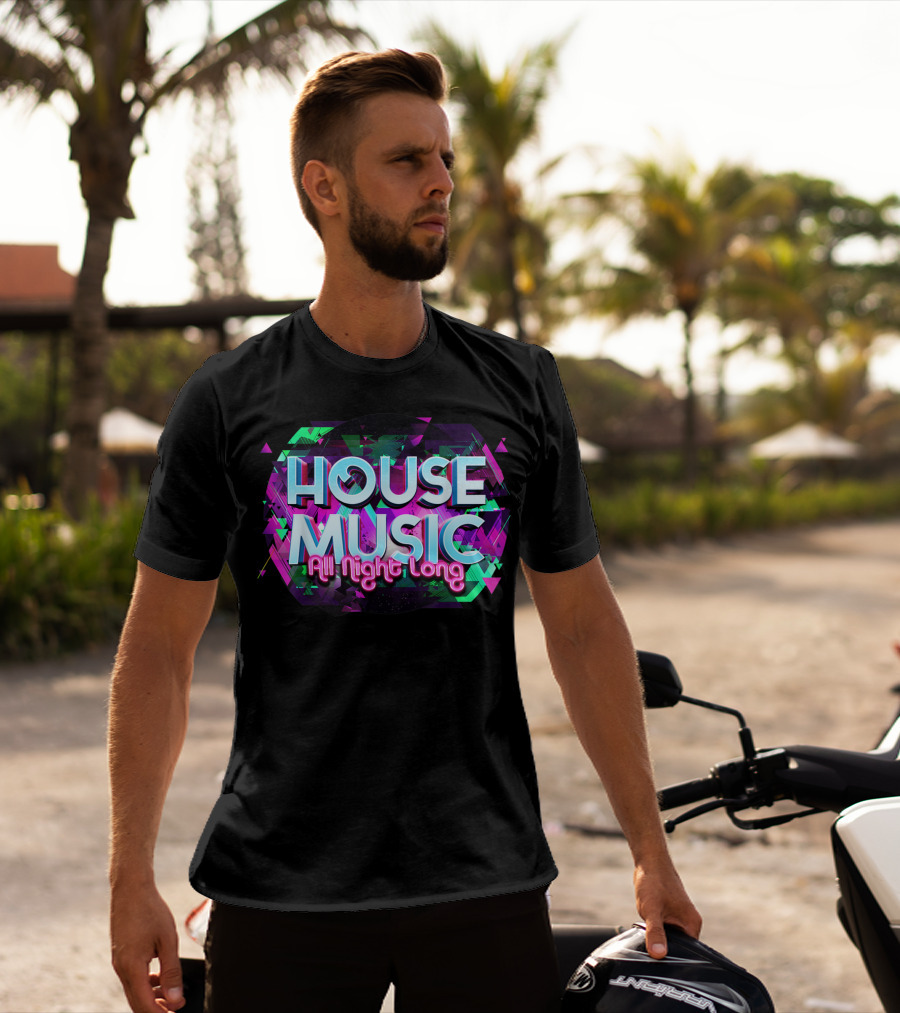 House Music All Night Long Vibrant Abstract Colors T-Shirt