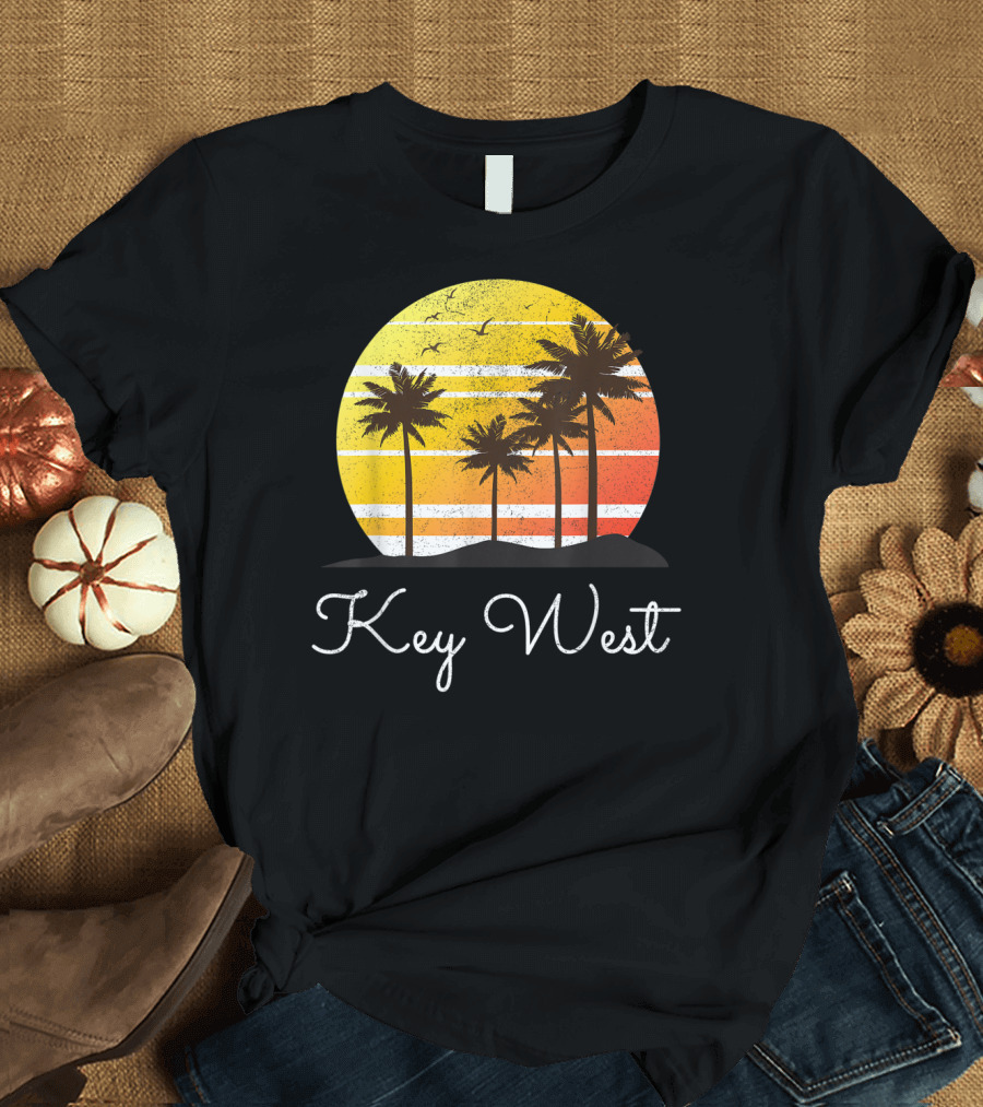 Key West Florida Family Vacation Group Beach Sunset Palm Trees T-Shirt