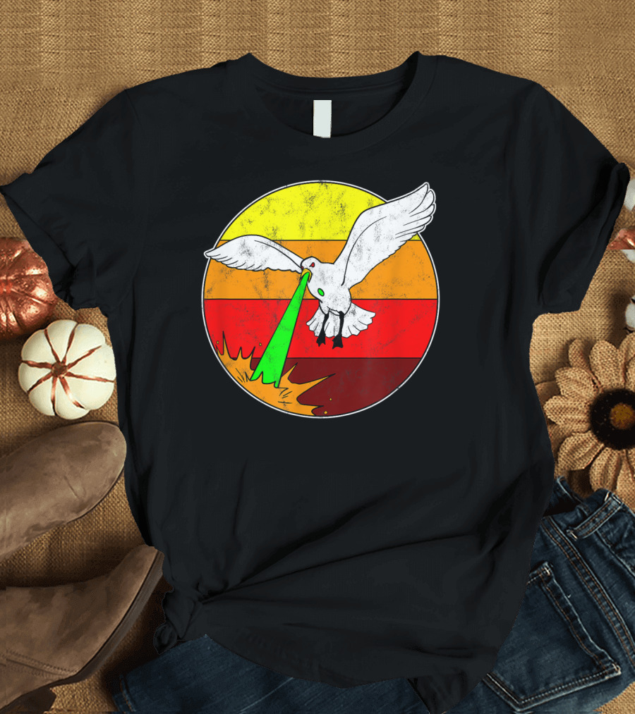 Laser Seagull Retro Sunset Funny Bird T-Shirt