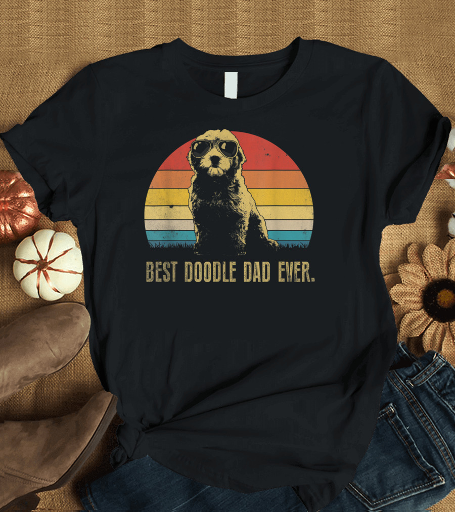 Best Doodle Dad Ever Vintage Retro Dog Lover Father's Day T-Shirt