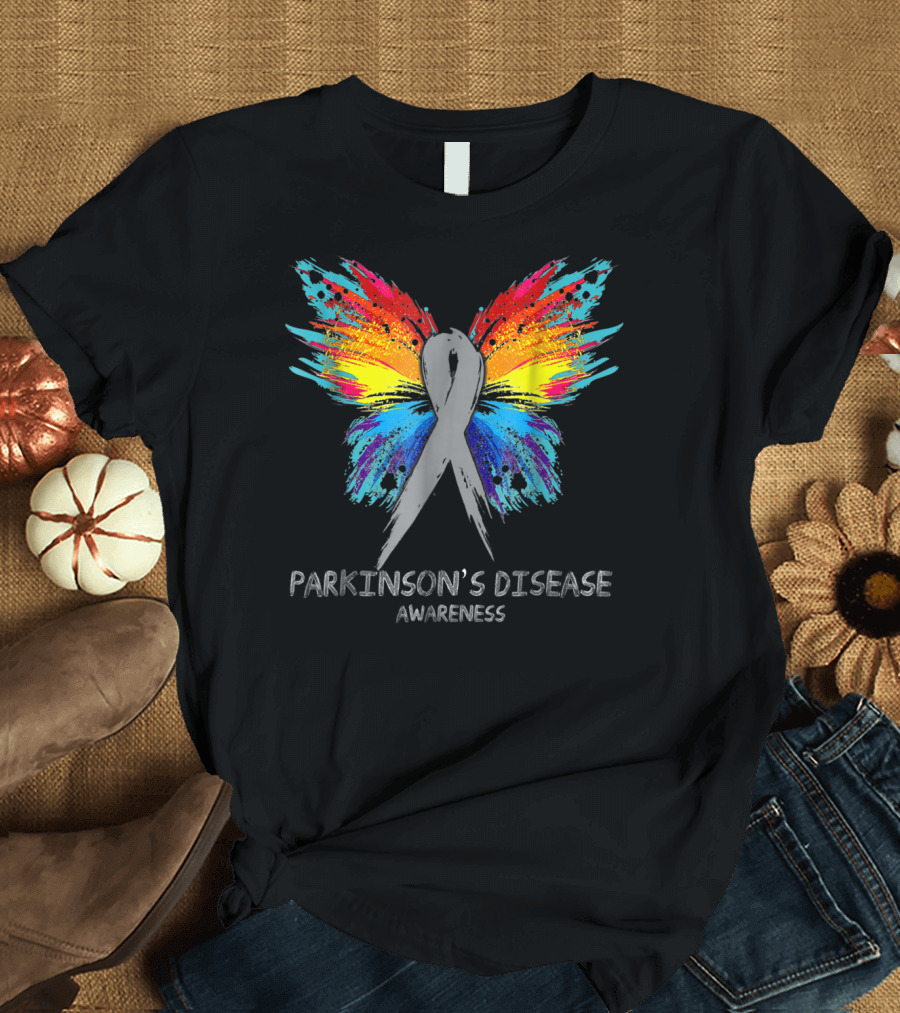 PARKINSON'S DISEASE Awareness Butterfly Rainbow T-Shirt