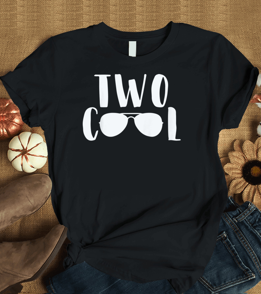 Kids TWO COOL 2nd Birthday Aviator Sunglasses T-Shirt