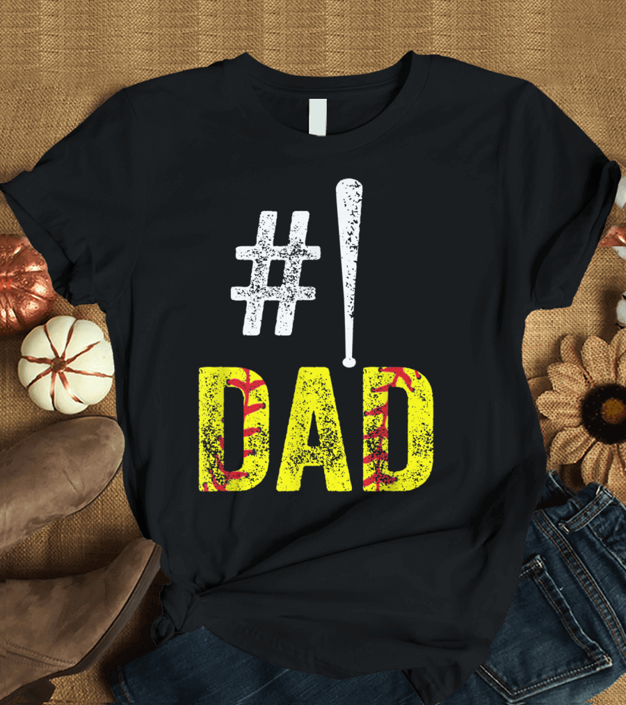 1 Dad Baseball Softball Funny Daddy T-Shirt