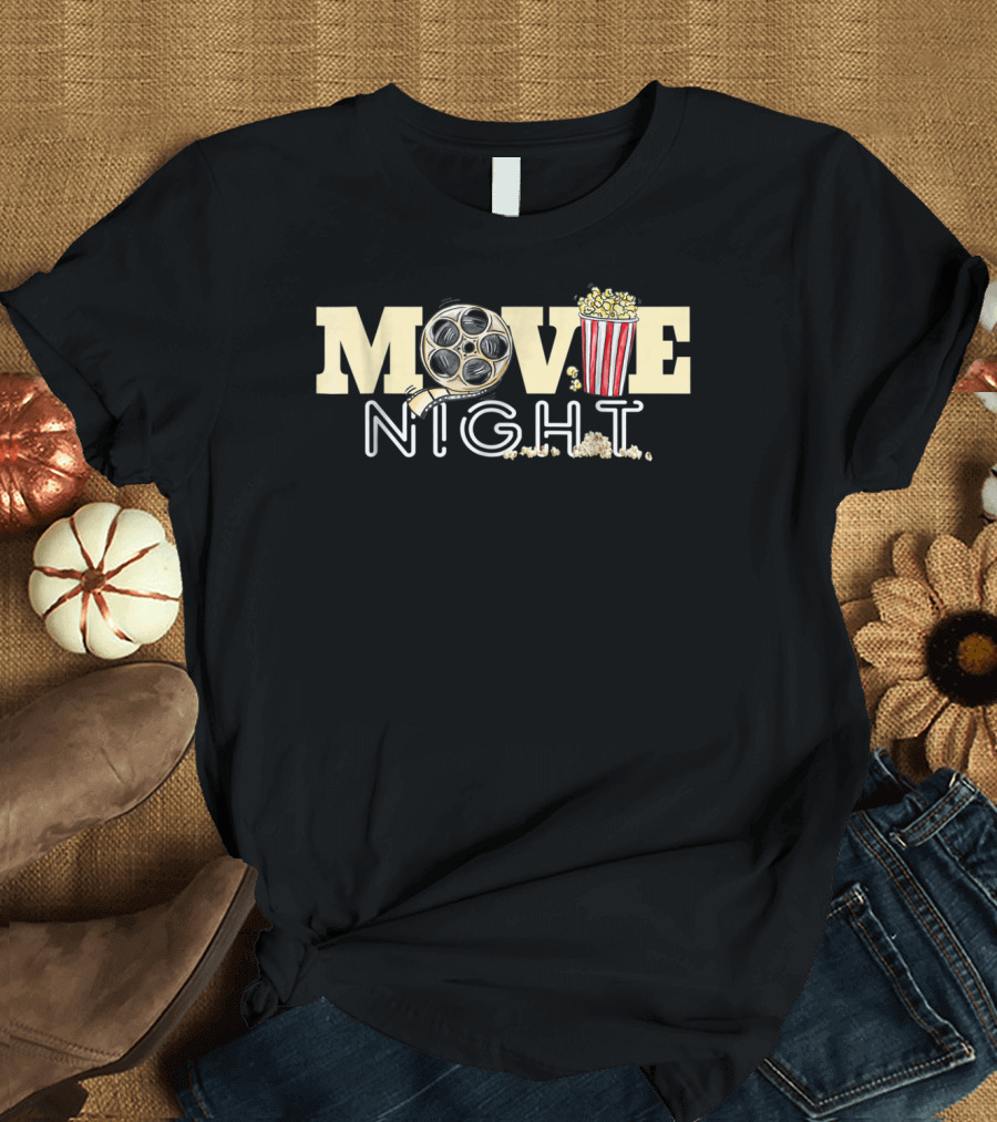 Movie Night Family Movie Night Popcorn Film Reel T-Shirt