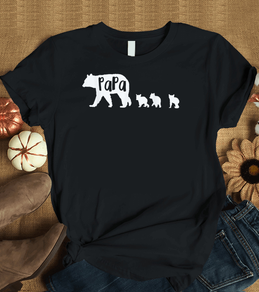 Papa Bear with Three Cubs Father Dad Family T-Shirt