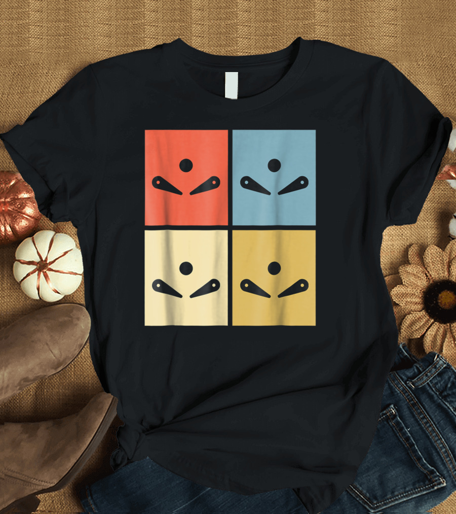 Pinball Colorful Flipper Pop Art Blocks T-Shirt