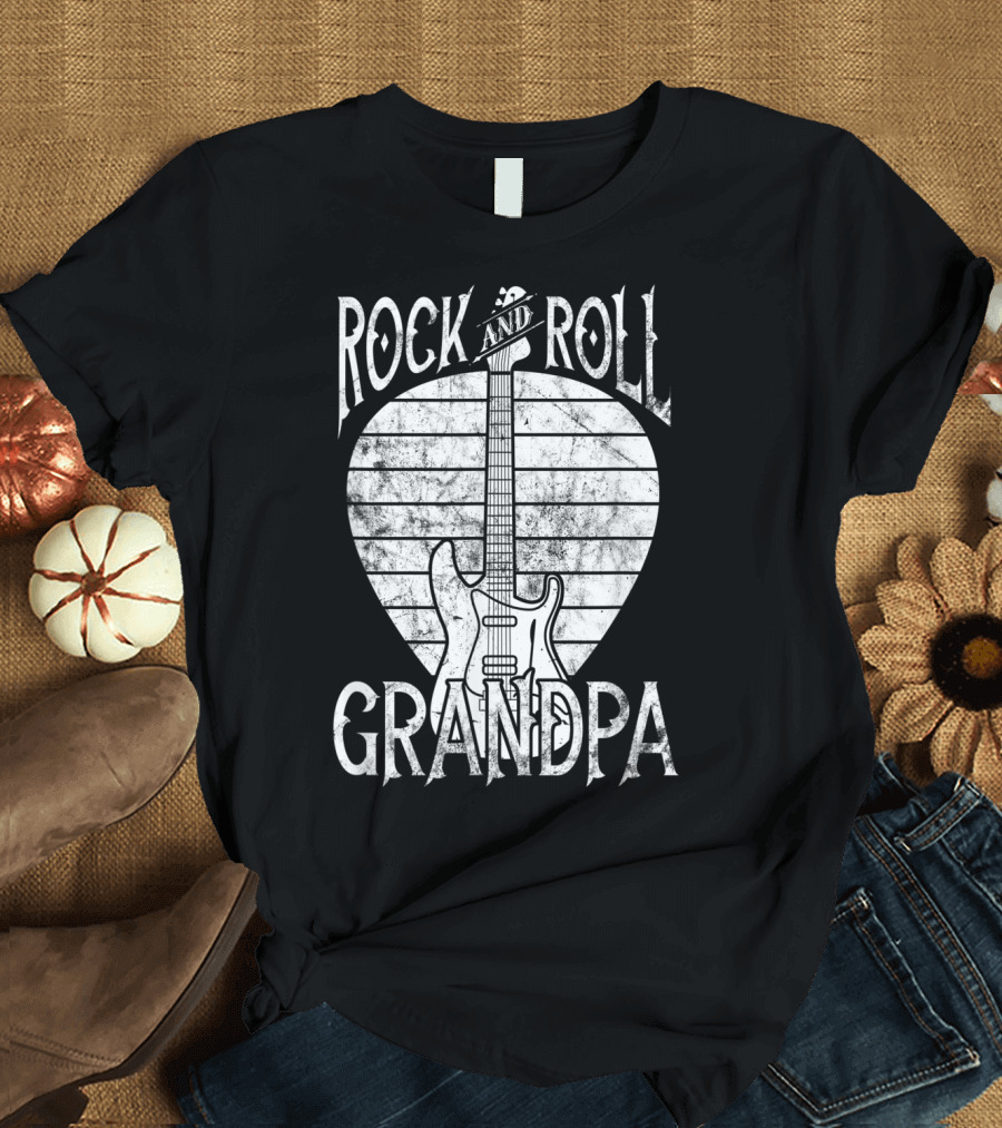 Rock and Roll Grandpa Vintage Guitar Player Iconic T-Shirt