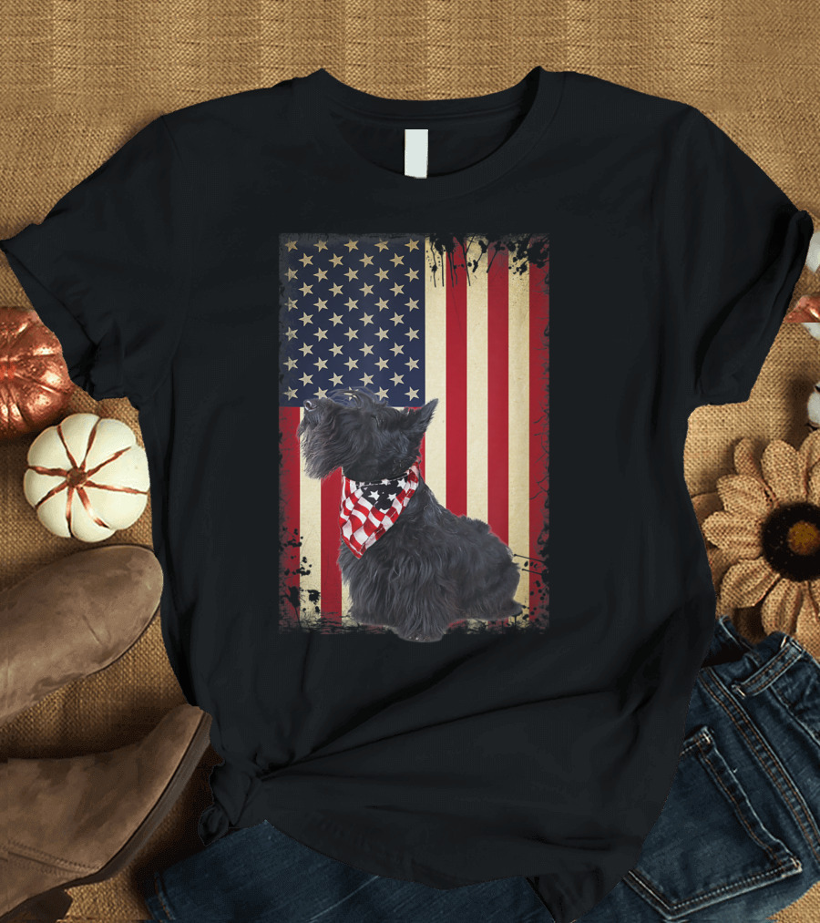 Scottish Terrier American Flag Bandana T-Shirt