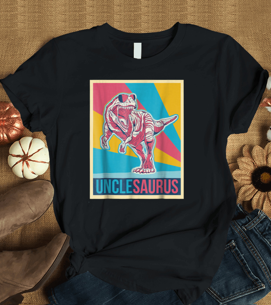 Unclesaurus Retro T-Rex Dinosaur Sunglasses Multicolor T-Shirt