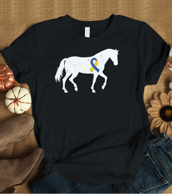 T-Shirt: Horse with Ribbon Down Syndrome Awareness Day Lover T-Shirt Horse with Ribbon Down Syndrome Awareness Day Lover T-Shirt