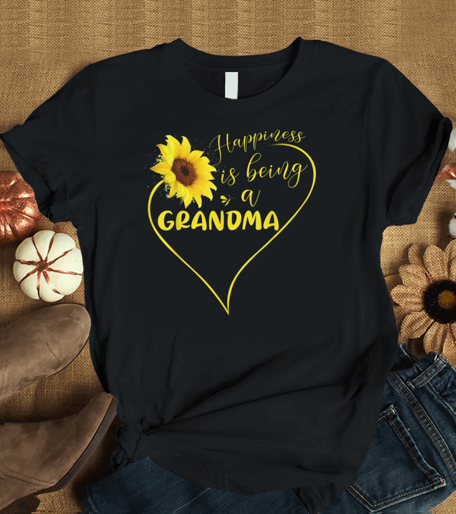 Happiness is Being a Grandma Sunflower Heart T-Shirt