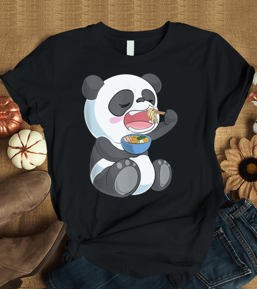 Ramen Eating Panda Bear with Japanese Noodles T-Shirt