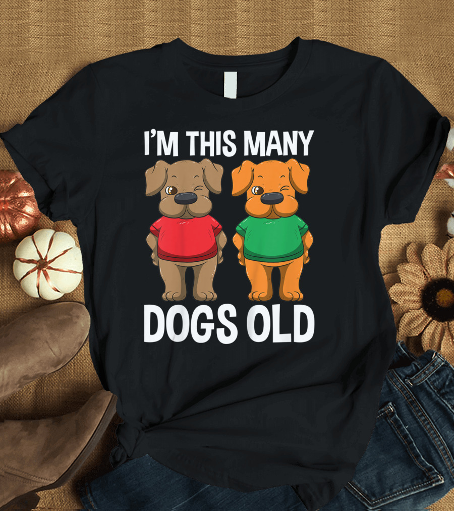 I'm This Many Dogs Old Cute Kids 2 Yr Boy Girl Birthday T-Shirt