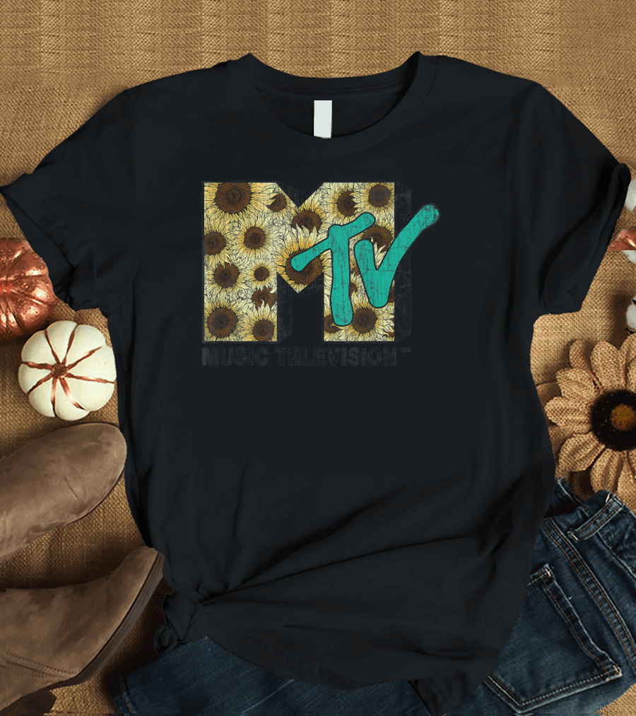MTV Music Television Distressed Vintage Sunflower T-Shirt