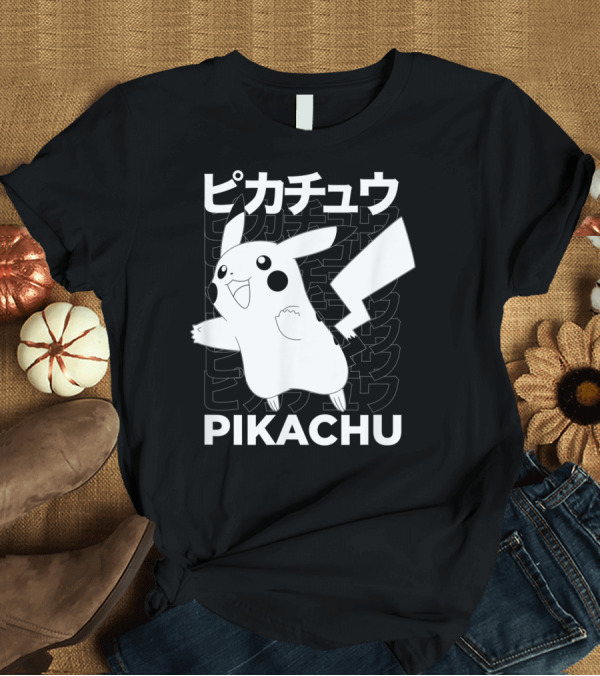 T-Shirt: Pikachu Kanji Pokemon T-Shirt Pikachu Kanji Pokemon T-Shirt