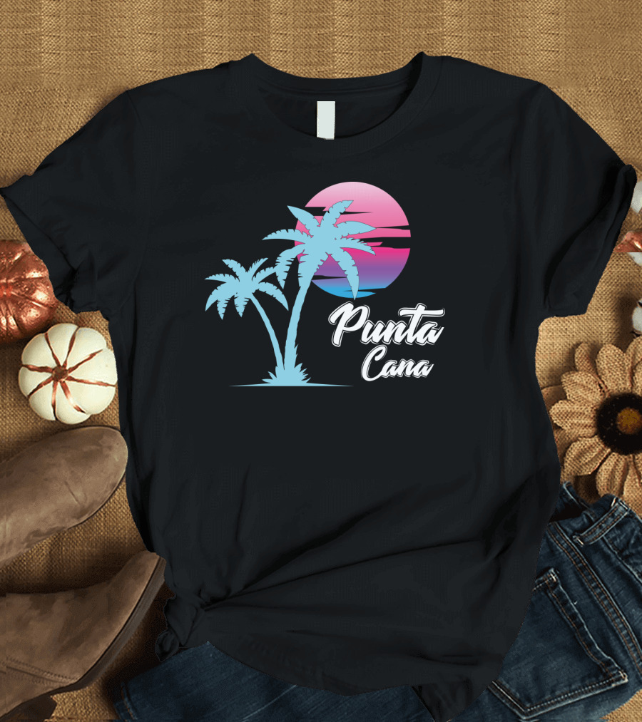 Punta Cana Cool Dainty Beach Lovers Sunset Palm Trees T-Shirt