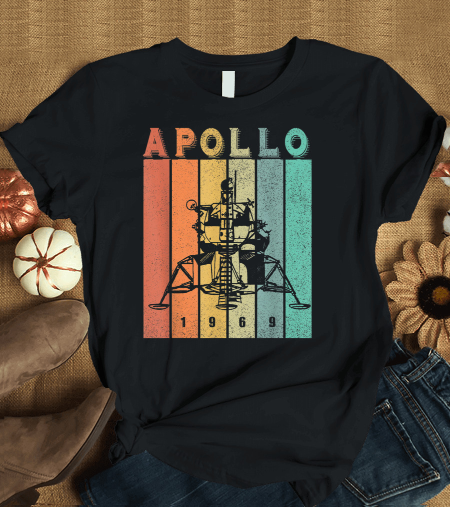 Apollo 1969 Lunar Module Vintage Retro Stripes T-Shirt