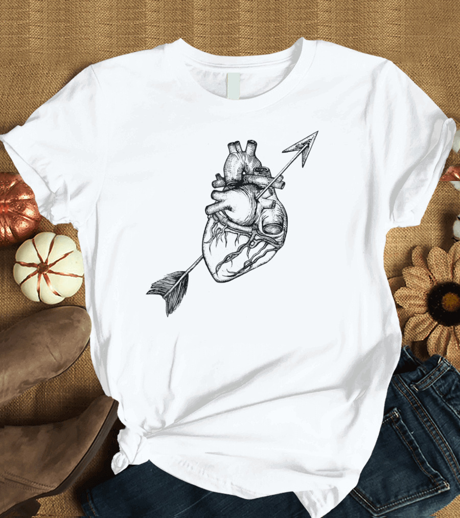 Anatomical Heart with Arrow Valentines Day T-Shirt